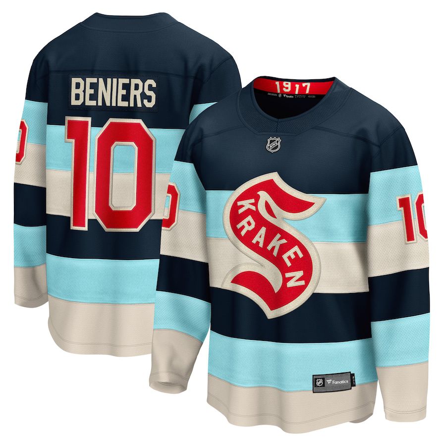 Men Seattle Kraken #10 Matty Beniers Fanatics Branded Deep Sea Blue 2024 NHL Winter Classic Breakaway Player Jersey->more nhl jerseys->NHL Jersey